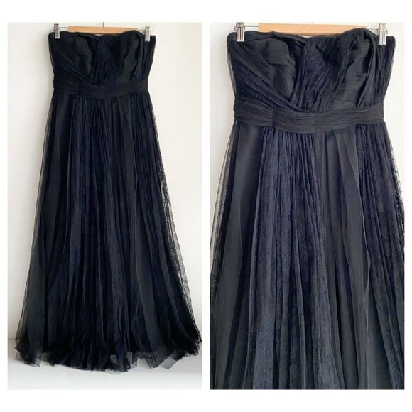 Adam by Adam Lippes Ruched Bodice Lace Detail Fit and Flare Midi Coctail Dress 6 - Picture 1 of 11
